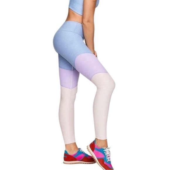 NWOT Outdoor Voices 7/8 Color Block Lilac Lavender Blue Leggings Size S - Picture 5 of 12